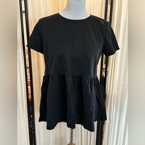 Zara Black Short Sleeve Peplum Top